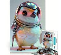 Puzzle da 1000 pezzi con pinguino in tuta spaziale per ragazzi, gioco di pensiero, divertimento condiviso, bordi precisi, articolo regalo di Babbo Natale 38x26cm