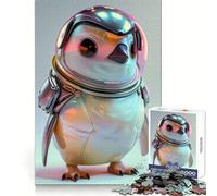Puzzle da 1000 pezzi con pinguino in tuta spaziale per ragazzi, stimolante per lo sviluppo delle capacità cognitive, ideale per il tempo libero, con bordi precisi e un regalo originale 38x52cm