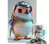 Puzzle da 1000 pezzi con pinguino in tuta spaziale per ragazzi, stimolante per lo sviluppo delle capacità cognitive, ideale per il tempo libero, con bordi precisi e un regalo originale 38x52cm