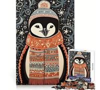 Puzzle da 1000 pezzi con pinguino invernale per ragazzi, ideale per sviluppare le capacità logiche, per un'attività rilassante e precisa, perfetto come regalo di Natale (38x26cm)
