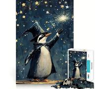 Puzzle da 1000 pezzi con pinguino mago, bacchetta magica e stelle, ideale per ragazzi, gioco di logica e attività per tutta la famiglia, con taglio di qualità (38x26cm)