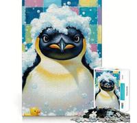 Puzzle da 1000 pezzi con pinguino nella vasca e paperelle di gomma per ragazzi, gioco di intelletto, attività di gruppo, taglio di qualità, regalo memorabile (38x52cm)