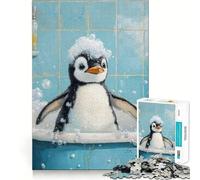 Puzzle da 1000 pezzi con pinguino per il bagnetto, ideale per adolescenti, per rafforzare la memoria, perfetto per il tempo libero a casa, con bordi puliti e un regalo prezioso (50x75cm)