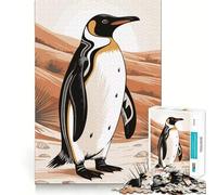 Puzzle da 1000 pezzi con pinguino stilizzato in un paesaggio desertico, ideale per ragazzi, gioco di logica, leggero e rilassante, taglio preciso, regalo classico 38x26cm