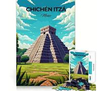 Puzzle da 1000 pezzi con piramide di Chichen Itza,taglio preciso,gioco creativo per la mente,momento di relax,regalo di compleanno,hobby (50x75cm)