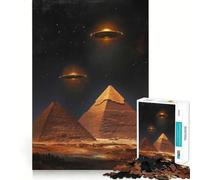 Puzzle da 1000 pezzi con piramidi e UFO di notte per adolescenti, gioco di logica e abilità, momento di serenità, taglio preciso, (38x52cm)