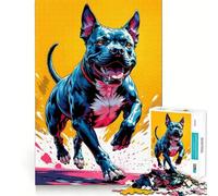 Puzzle da 1000 pezzi con pitbull in corsa per adulti, ideale per stimolare la memoria, favorire il rilassamento mentale e facilitare il taglio, perfetto come regalo di compleanno (38x52cm)