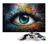 Puzzle da 1000 pezzi con pittura a colori fantasy e occhi per adulti in legno ottimo regalo per Natale 1000 pezzi (75x50 cm)