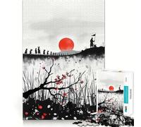 Puzzle da 1000 pezzi con pittura a inchiostro Marcia dei Samurai per adolescenti, gioco per allenare la mente, rilassante, artistico, (38x52cm)