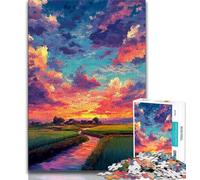 Puzzle da 1000 pezzi con pittura a olio del tramonto per adulti, stimolanti giochi di attività per famiglie, giocattolo fai da te per regali di decorazione da parete per la casa (75x50cm)