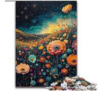 Puzzle da 1000 pezzi con pittura a olio di fiori psichedelici, regali per adulti, giochi educativi fai da te, giocattoli con poster abbinato e foglio di quiz per età 14+ (26x38cm)