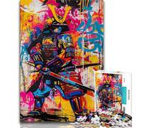 Puzzle da 1000 pezzi con pittura a olio di samurai ninja per adolescenti e adulti, aiuta il cervello a esercitare i giocattoli avvincenti per coltivare la pazienza, adatto alle coppie (38x26cm)