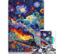 Puzzle da 1000 pezzi con pittura a olio di un treno, puzzle per adulti, 1000 pezzi difficili e interessanti, riduzione dello stress, interazione genitore-figlio, 50x75cm