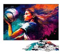 Puzzle da 1000 pezzi con pittura a olio e pallavolo, attività divertente per tutta la famiglia, sfida per il cervello, regalo perfetto per adolescenti, 26X38CM/10,23x14,96 pollici.