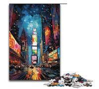 Puzzle da 1000 pezzi con pittura al neon di New York Times Square per adulti giochi di carta per famiglie 1000 pezzi (38x26 cm)