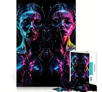 Puzzle da 1000 pezzi con pittura corporea al neon per adulti, gioco di concentrazione e divertimento, bordi netti, ideale come regalo di Babbo Natale (38x52cm)