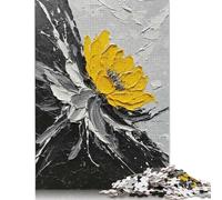 Puzzle da 1000 pezzi con pittura floreale astratta e fiori gialli, puzzle sostenibili | Giochi 38x26 cm/1000 pezzi