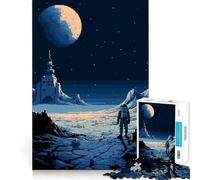 Puzzle da 1000 pezzi con pixel art a tema spazio blu,gioco di incastro preciso,attività che stimola la logica,ideale per il tempo libero e come regalo di compleanno 38x26cm
