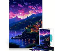 Puzzle da 1000 pezzi con pixel art mediterranea,ideale per decorazioni e giochi cognitivi,perfetto per divertirsi e per il compleanno (38x26cm)