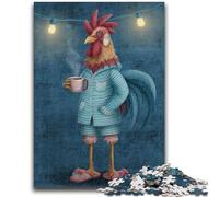 Puzzle da 1000 pezzi con pollo che beve caffè per adulti e adolescenti, giochi rilassanti che migliorano l'amore tra coppie per bambini dai 14 anni in su, 26x38cm