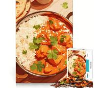 Puzzle da 1000 pezzi con pollo Tikka Masala e riso,taglio liscio,gioco creativo,giocattolo rilassante,regalo di Natale (38x52cm)