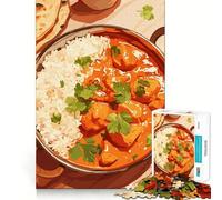 Puzzle da 1000 pezzi con pollo tikka masala e riso,taglio preciso,divertente gioco di abilità mentale,gioco per il tempo libero,regalo festivo (50x75cm)