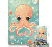 Puzzle da 1000 pezzi con polpo e scena oceanica per adulti, gioco stimolante per la mente, antistress, decorazione murale con ritagli trasparenti (50x75cm)
