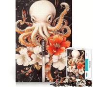 Puzzle da 1000 pezzi con polpo, katana e fiori, ideale per ragazzi Gioco interattivo e divertente Immagine da assemblare, regalo perfetto (38x26cm)