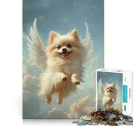 Puzzle da 1000 pezzi con Pomerania e ali d'angelo per ragazzi, ideale per stimolare la memoria, per il tempo libero a casa e per assemblare immagini (50x75cm) Un regalo perfetto