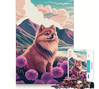 Puzzle da 1000 pezzi con pompon a tema natura del Pomerania, ideale per adolescenti, un gioco stimolante per la mente, un'attività artistica rilassante e un regalo perfetto per le festività (50x75cm)