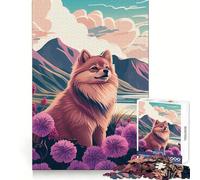 Puzzle da 1000 pezzi con pompon a tema natura del Pomerania, ideale per adolescenti, un gioco stimolante per la mente, un'attività artistica rilassante e un regalo perfetto per le festività (50x75cm)