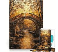 Puzzle da 1000 pezzi con ponte di pietra e foresta autunnale per adolescenti, ideale per migliorare la memoria e il tempo libero, con motivo Babbo Natale 50x75cm