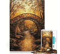 Puzzle da 1000 pezzi con ponte di pietra e foresta autunnale per adulti, gioco di logica, divertente da assemblare, taglio preciso, regalo memorabile 38x52cm