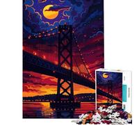 Puzzle da 1000 pezzi con ponte e luci notturne Giocattolo avvincente per coltivare la pazienza Gioco divertente Perfetto come decorazione e regalo di compleanno (dimensioni 50x75cm)