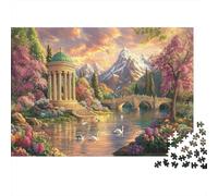 Puzzle da 1000 pezzi con ponte panoramico da giardino e tempio greco antico, gioco educativo per adulti, decorazione per la casa, difficile e stimolante, regalo di compleanno, 52x38cm/1000pcs