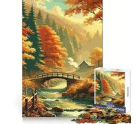 Puzzle da 1000 pezzi con ponte sul fiume nella foresta autunnale per adolescenti Pensa che il tempo dedicato all'allenamento sia ben speso Bordi definiti Regalo festivo (50x75cm)
