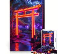 Puzzle da 1000 pezzi con porta giapponese Torii al neon, ideale per adolescenti, per rafforzare la memoria, alleviare la tensione e migliorare la qualità, regalo di Natale (50x75cm)