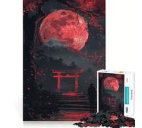 Puzzle da 1000 pezzi con porta Torii e Fuji della Luna Rossa per adulti e ragazzi, gioco di logica e intrattenimento per la casa, con taglio di qualità e classico regalo (50x75cm)