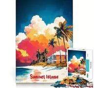 Puzzle da 1000 pezzi con poster artistico dell'isola di Sanibel, ideale per ragazzi, gioco di logica, relax mentale, bordi trasparenti, regalo elegante (38x52cm)
