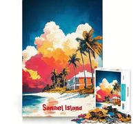 Puzzle da 1000 pezzi con poster artistico dell'isola di Sanibel per ragazzi ideale per stimolare la memoria e creare un'atmosfera serena con taglio di alta qualità perfetto come regalo di compleanno