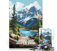 Puzzle da 1000 pezzi con poster del Banff and Jasper Trail in Canada, per adulti, che stimola la logica, è un passatempo rilassante e preciso, perfetto come regalo di Natale (38x26cm)