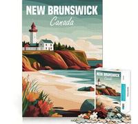 Puzzle da 1000 pezzi con poster del faro del New Brunswick per adulti, gioco di logica, relax e divertimento, con bordi netti, pezzo da collezione (50x75cm)