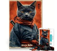 Puzzle da 1000 pezzi con poster del gatto ninja per adolescenti, gioco cognitivo, passatempo rilassante, bordo premium, lista dei desideri di Babbo Natale (38x52cm)