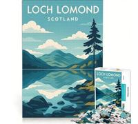 Puzzle da 1000 pezzi con poster del Loch Lomond, gioco impossibile, taglio di precisione, con pezzi di forma casuale completamente ad incastro 50x75cm