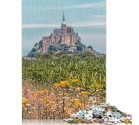 Puzzle da 1000 pezzi con poster del Mont Saint Michel per adulti, regali di Natale, puzzle in legno per l'intrattenimento in famiglia, giocattoli, 1000 pezzi (75x50 cm)