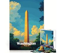 Puzzle da 1000 pezzi con poster del Monumento a Washington per adolescenti, stimola la logica, rilassa la mente, divertente e sicuro, ideale come regalo (38x26cm)