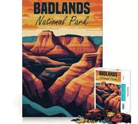 Puzzle da 1000 pezzi con poster del Parco Nazionale delle Badlands,taglio perfetto,divertente,intelligente,attività di gioco,accogliente,divertente,per compleanno,gioco artistico (38x26cm)