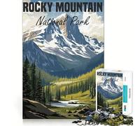 Puzzle da 1000 pezzi con poster del Parco Nazionale delle Montagne Rocciose per adulti, gioco di logica e antistress, con intagli precisi, oggetto da collezione (38x26cm)