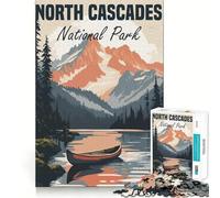 Puzzle da 1000 pezzi con poster del Parco Nazionale delle North Cascades per adulti, gioco cognitivo per momenti di condivisione, assemblaggio di modelli, idea regalo di Babbo Natale (38x52cm)