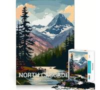 Puzzle da 1000 pezzi con poster del Parco Nazionale delle North Cascades,taglio preciso,gioco stimolante per la mente,rilassante,decorazione natalizia (50x75cm)